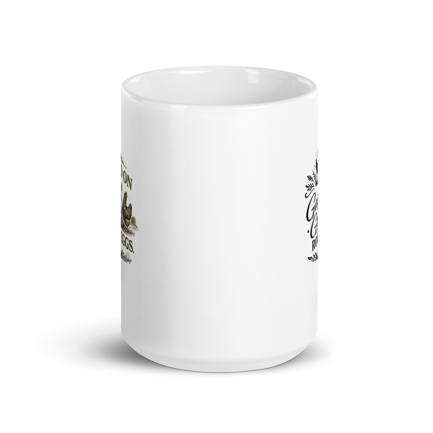 Raised on Fresh Eggs farmhouse coffee mug for backyard chicken keepers and homesteaders