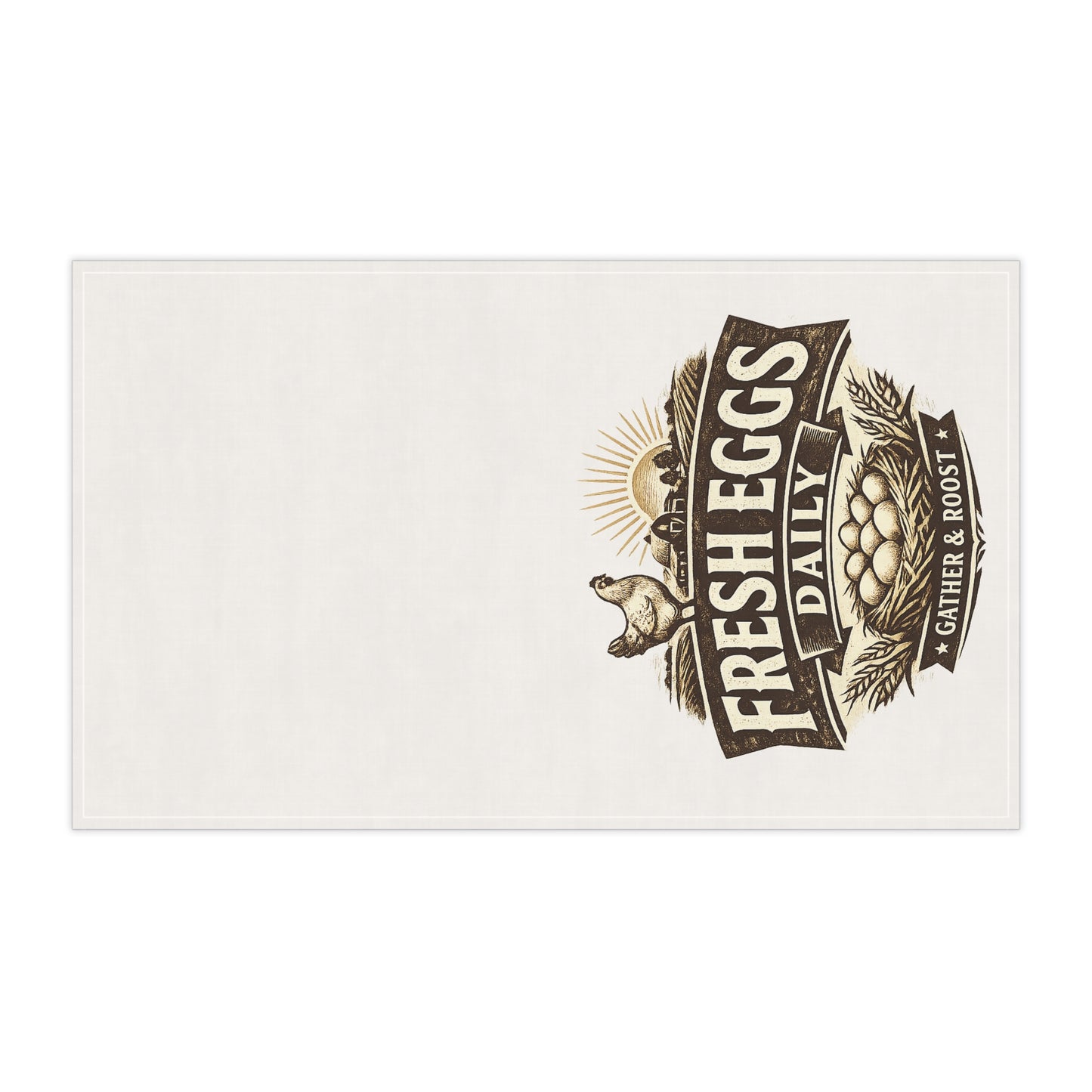 Decorative placemat with 'Fresh Eggs Daily' design on a white background