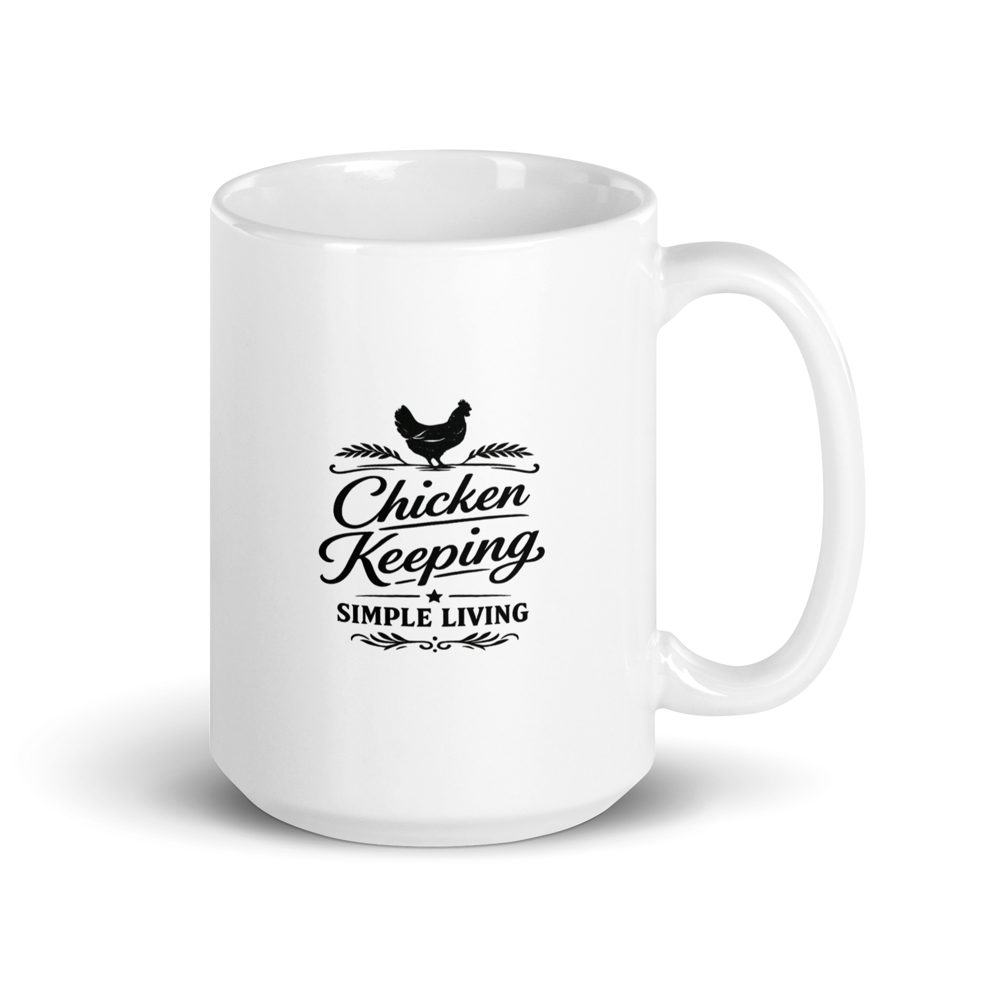 Backyard Flock Society farmhouse coffee mug for backyard chicken keepers and homesteaders