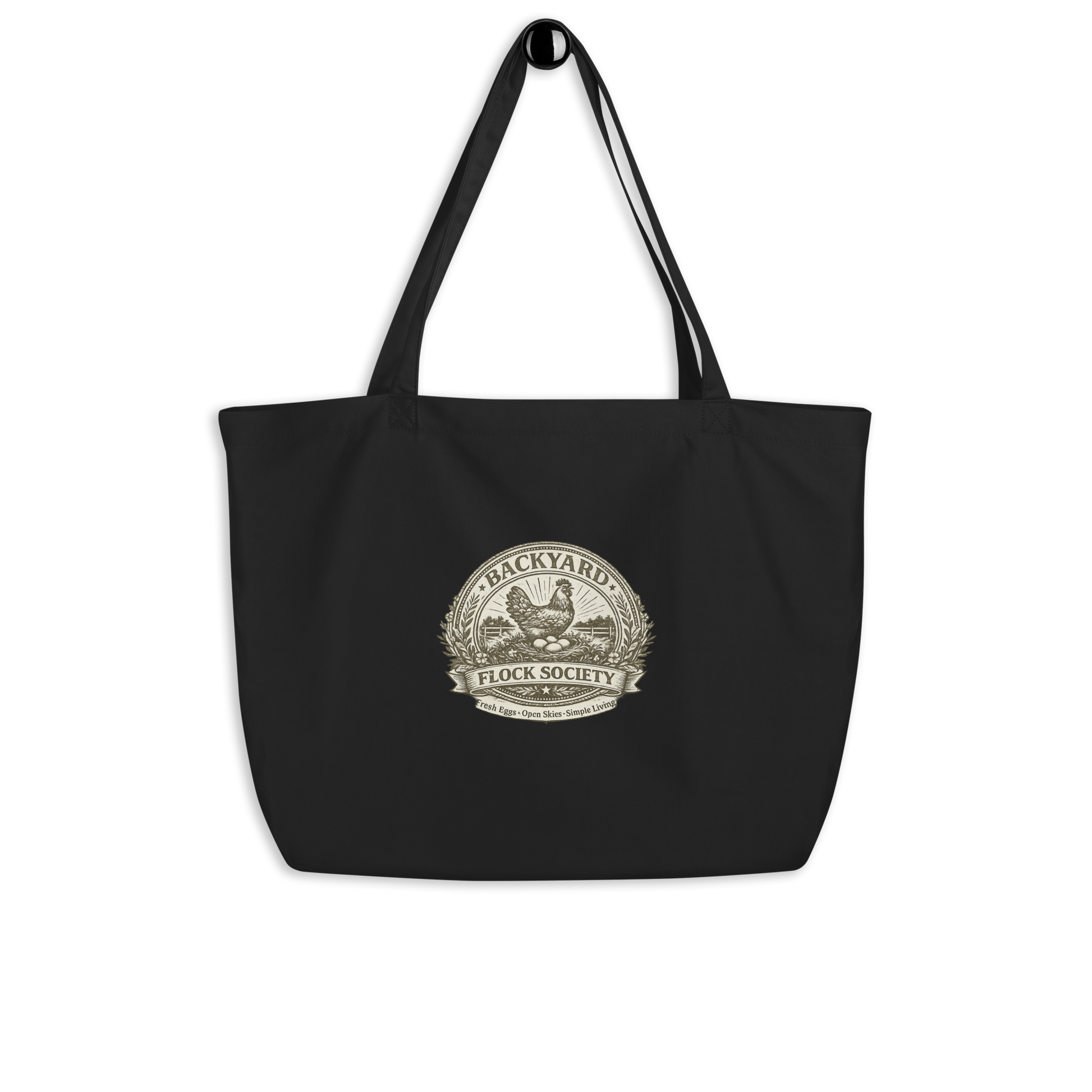 Backyard Flock Society market tote bag for chicken keepers and homesteaders