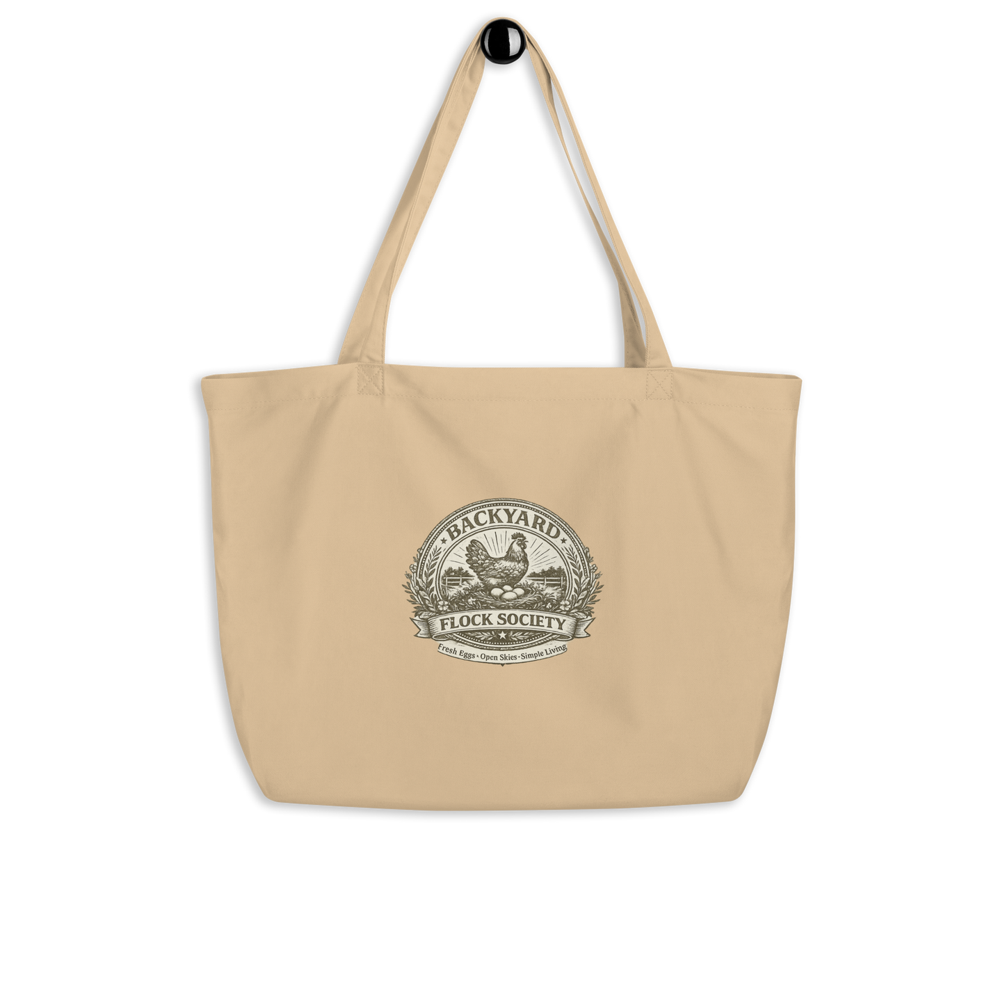 Backyard Flock Society market tote bag for chicken keepers and homesteaders