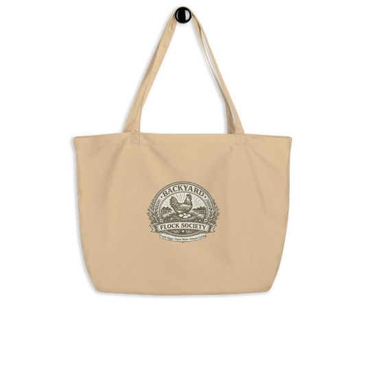 Backyard Flock Society market tote bag for chicken keepers and homesteaders