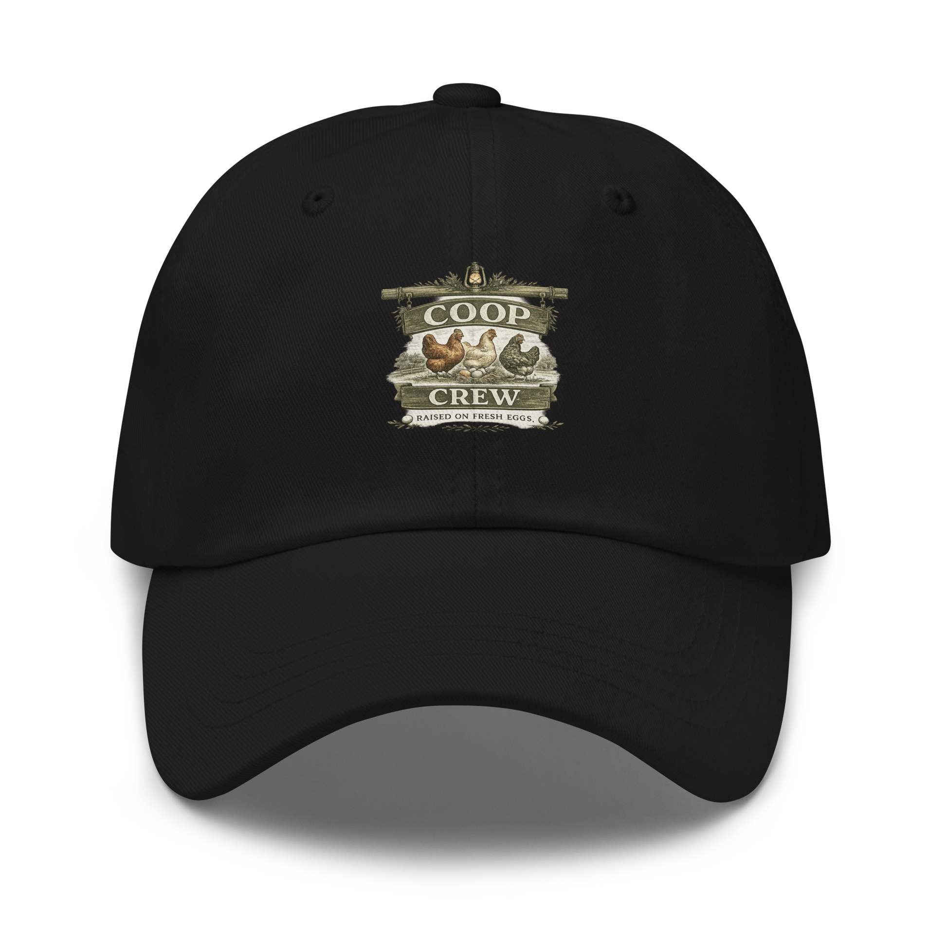 Premium Coop Crew™ hat for backyard chicken keepers, homesteaders, and fresh egg enthusiasts. Farmhouse-inspired embroidered headwear designed for life close to home.