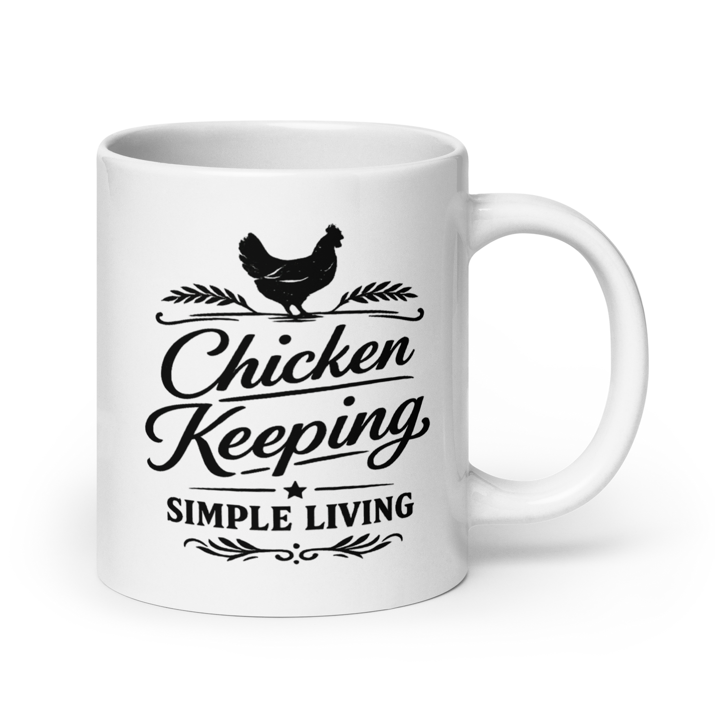 Fresh Eggs Daily farmhouse coffee mug featuring vintage farm artwork and Gather Grow Roost design