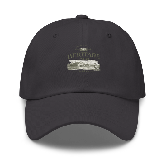 Premium Heritage Farm™ hat inspired by homestead living, backyard flocks, and timeless farm traditions. Vintage embroidered headwear designed for life close to home.