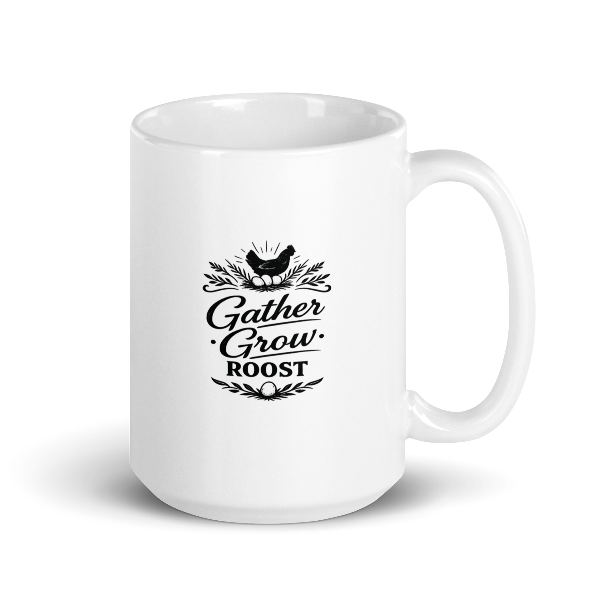 Raised on Fresh Eggs farmhouse coffee mug for backyard chicken keepers and homesteaders