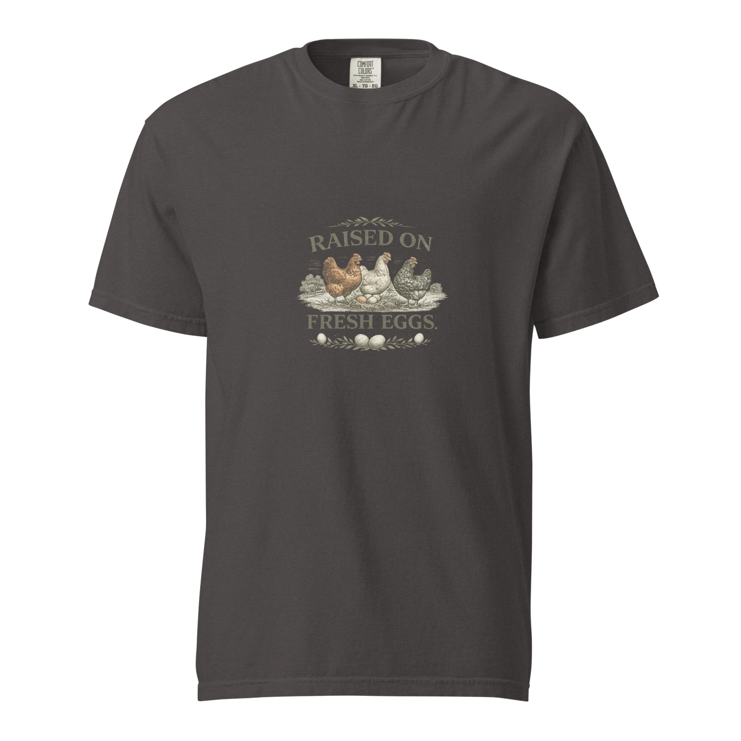 Celebrate life close to home with our Raised on Fresh Eggs™ Heritage Tee. A premium vintage-inspired shirt for backyard chicken keepers, homesteaders, and fresh egg lovers.