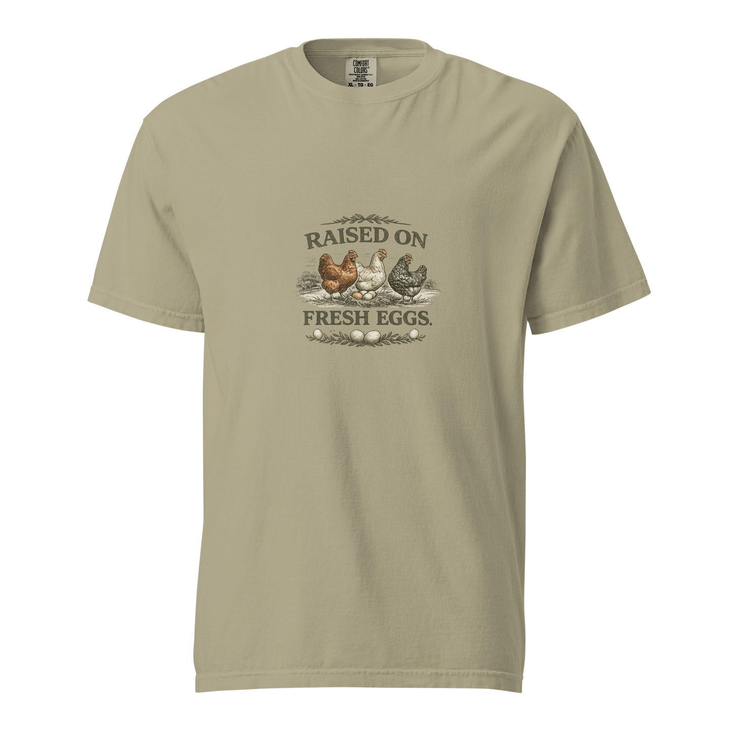 Celebrate life close to home with our Raised on Fresh Eggs™ Heritage Tee. A premium vintage-inspired shirt for backyard chicken keepers, homesteaders, and fresh egg lovers.